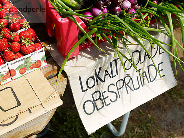 Verkaufen örtlich produzierte und biologisch angebaute Gemüse Oland Schweden.