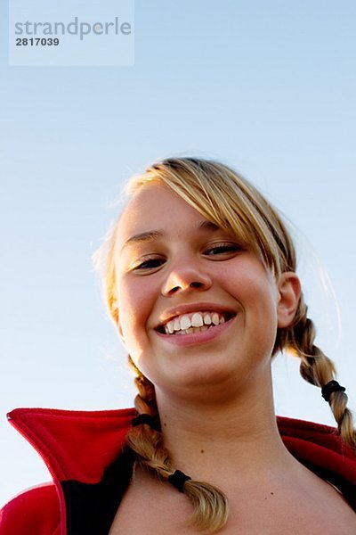 Porträt von einem Mädchen Stockholmer Schären in Schweden.