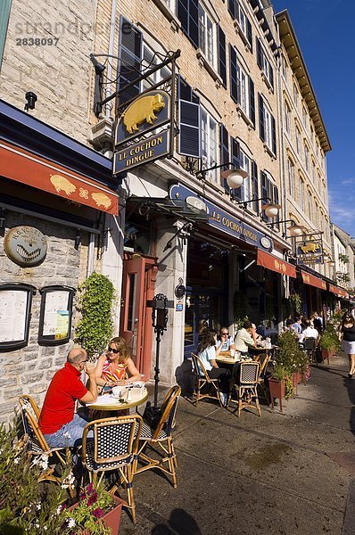 Freiluftrestaurant entlang der rue du Petite Chanplain  Quebec City  Quebec  Kanada.