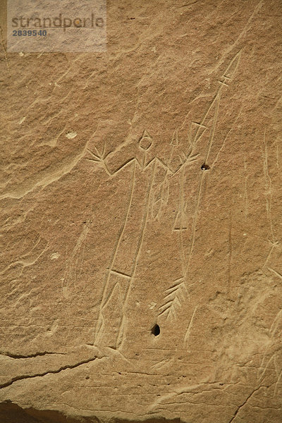 Ein Krieger Petroglyph  Writing-on-Stein Provincial Park  in der Nähe von Milk River  Alberta  Kanada.