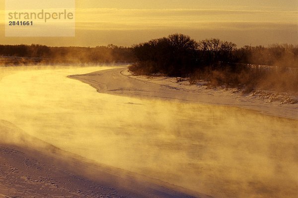 Red River im Winter  in der Nähe von Winnipeg  Manitoba  Kanada