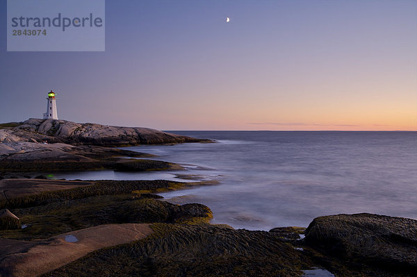 Sonnenuntergang Mond Gewölbe Peggys Cove Nova Scotia Kanada Nova Scotia Neuschottland