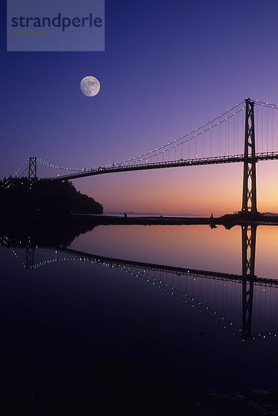 Lions Gate Bridge beleuchtet nachts  Vancouver  British Columbia  Kanada