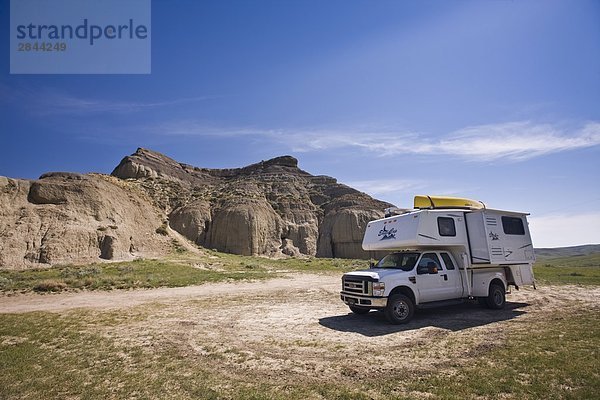 Camper auf Castle Butte in den Big Muddy Badlands der südliche Saskatchewan  Kanada
