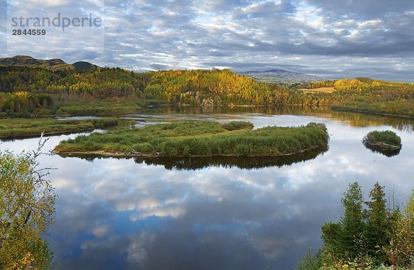 Bereich wo Flusses Malbaie mehr als verdoppelt in der Breite und wo viele Wasservögel sammeln  Clermont  Charlevoix  Québec  Kanada