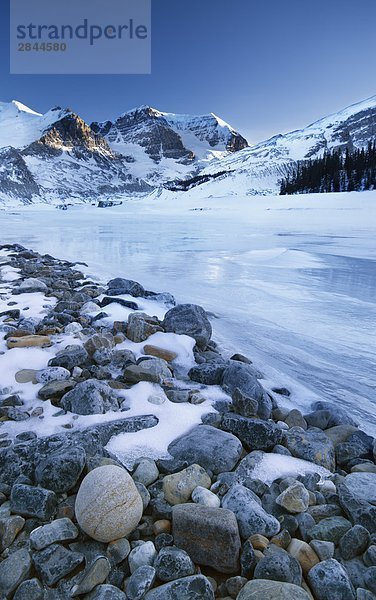 Mount Athabasca und Mount Andromeda und Sunwapta River bei Columbia Icefields  Jasper-Nationalpark in Alberta  Kanada
