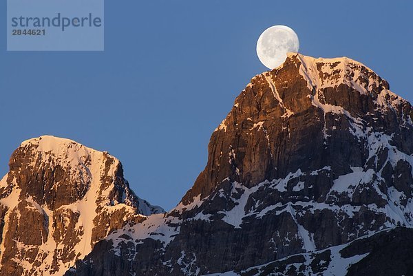 Mond über Mount Chephren  Banff-Nationalpark  Alberta  Kanada