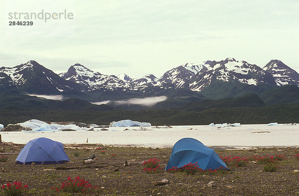 Tatshenshini-Alsek  Eisberge  Camping  Alsek See (Alaska)  St. Elias Mountains  British Columbia  Kanada.