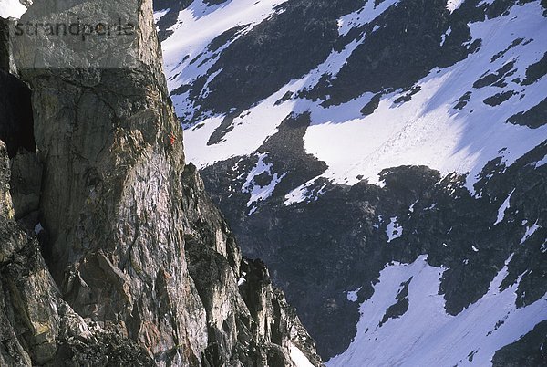 Kletterer auf Systemlösungen Cowboy  Showcase Spire  Blackcomb Mountain  Whistler  British Columbia  Kanada.