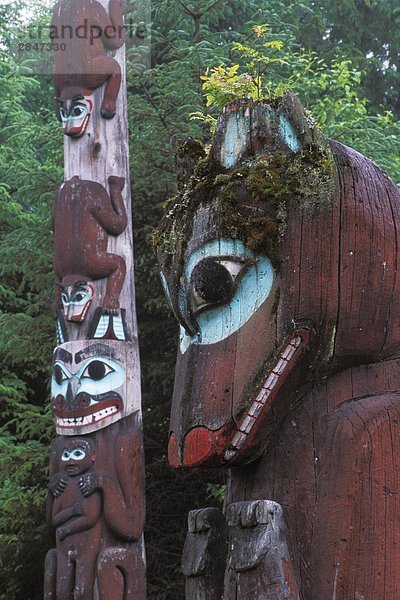 USA  Alaska  Totempfahl Details aus Totem Bucht State Historical Park in Ketchikan