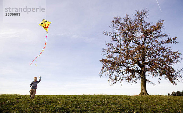 Junge beim Drachenfliegen