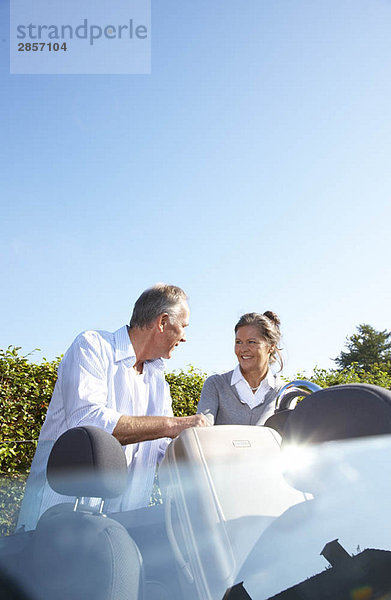 Reife Paare  die Taschen ins Auto packen