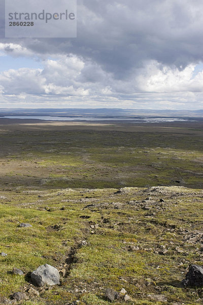 Iceland  Lowland under cloudy sky