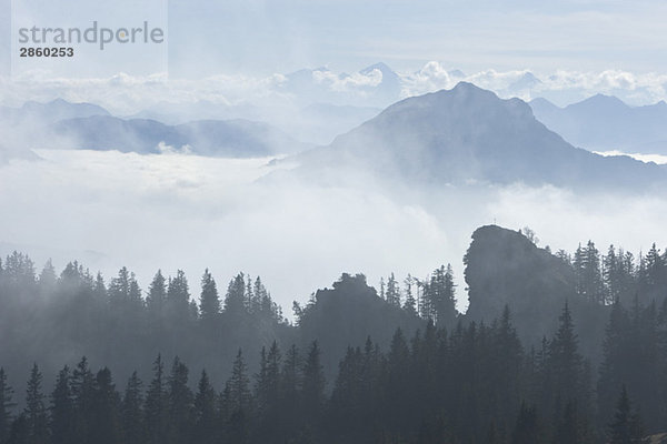 Germany  Bavaria  Kampenwand  Mountain scenery with clouds