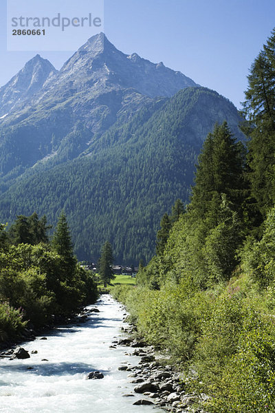 Switzerland  Wallis Alps  Petite Dent De Veisivi  mountain stream in foreground