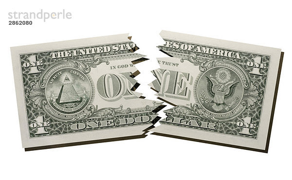 Zerrissene US-Dollar-Note  Nahaufnahme
