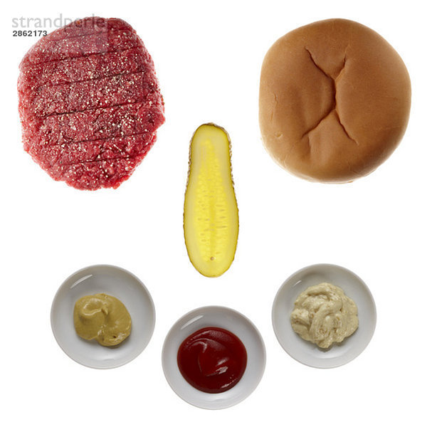 Zutaten für Hamburger  erhöhte Ansicht