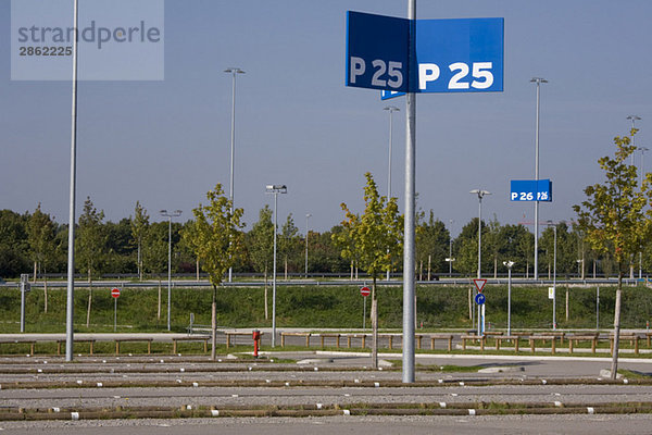 Deserted Car park  Information signs