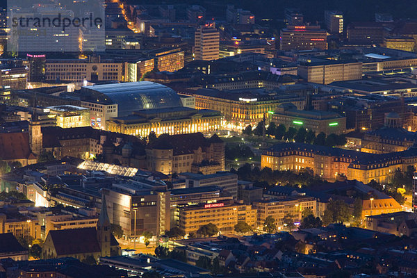 Germany  Baden-Wuerttemberg  Stuttgart  Cityscape at night