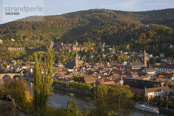 Deutschland  Baden-Württemberg  Heidelberg  Stadtbild und Flussansicht