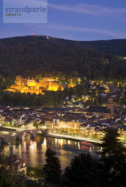 Deutschland  Baden-Württemberg  Heidelberg  Blick über Stadt und Fluss