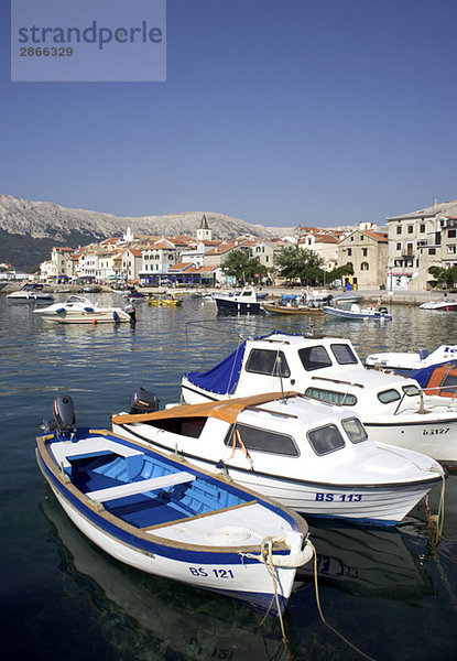 Croatia  Krk Island  Baska  Boats anchoring