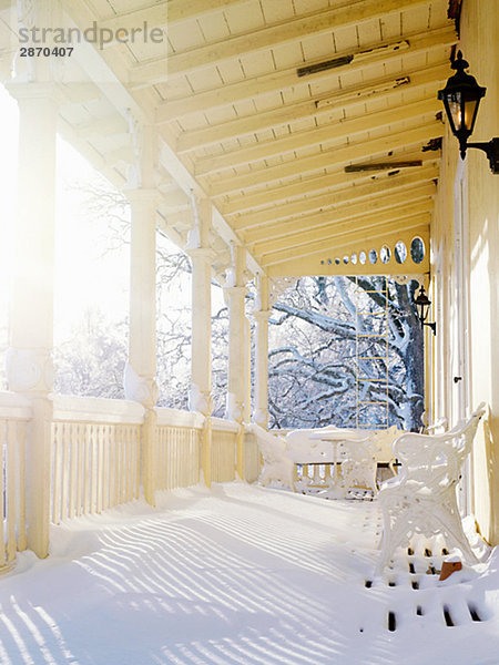 Winter Wohnhaus Herrenhaus Veranda