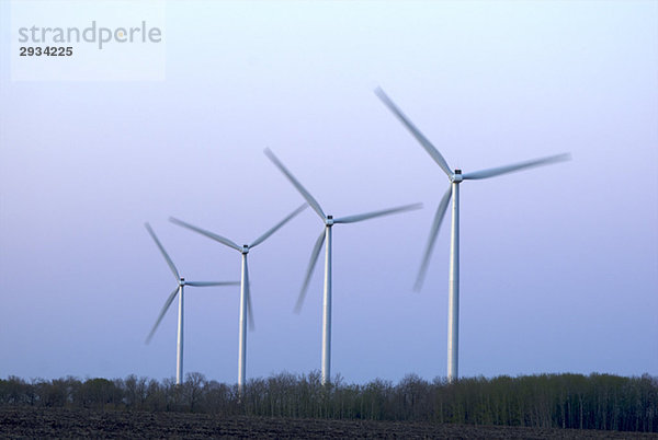 Row of wind turbines