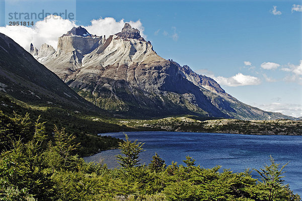 Nordenskjöld See und Gipfel der Cuernos  Torres del Paine Nationalpark  Patagonien  Chile  Südamerika