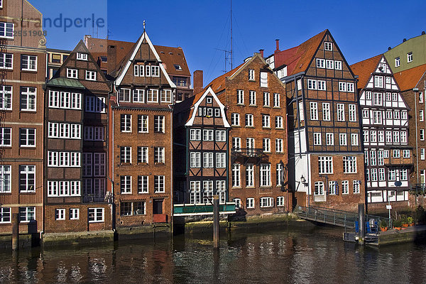 Historic timber-framed houses in Hamburg  Deichstrasse  Nikolaifleet  Altstadt district  Hamburg  Germany  Europe