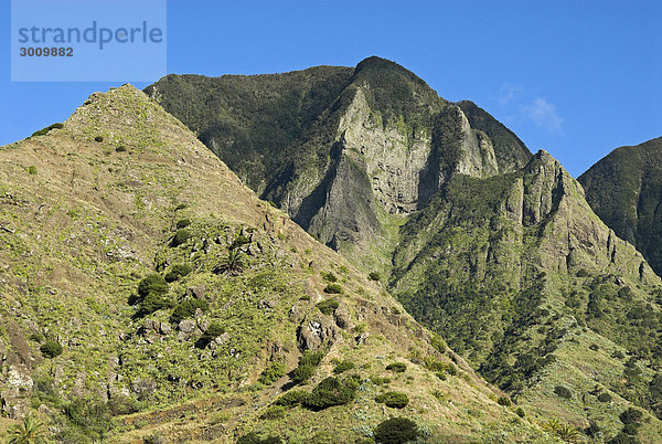 Bergwelt im Tal von Hermigua  Insel La Gomera  Kanarische Inseln  Spanien  Europa Insel La Gomera