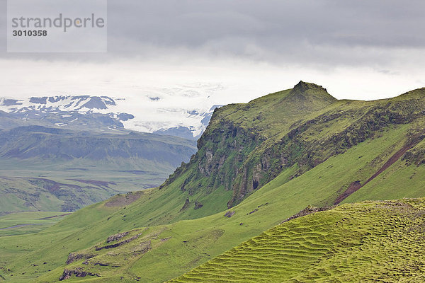 Blick auf den Gletscher M_rdalsjökull  Südküste bei Vik  Island