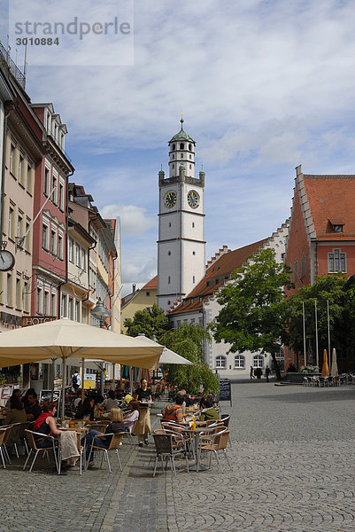 Altstadt  Marktplatz und Blaserturm  Ravensburg  Baden-Württemberg  Deutschland  Europa.