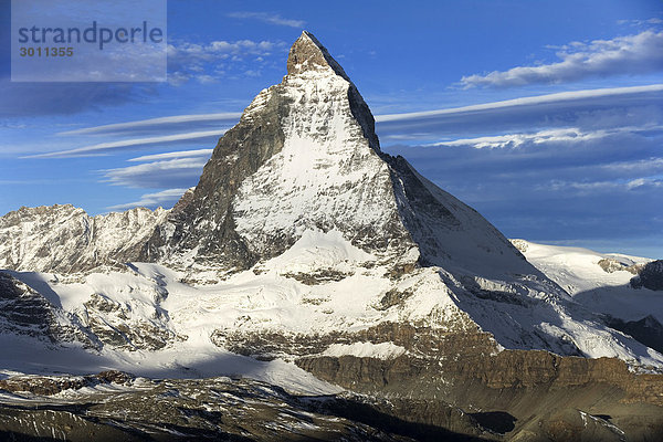 Sicht vom Gornergrat auf das Matterhorn  Zermatt  Wallis  Schweiz  Europa