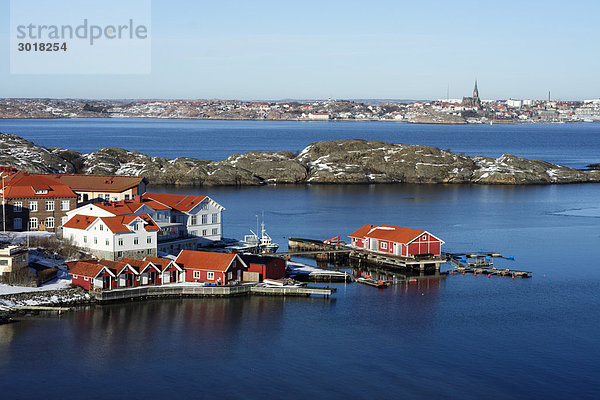 Winter klein Stadt Meer västkusten Schweden