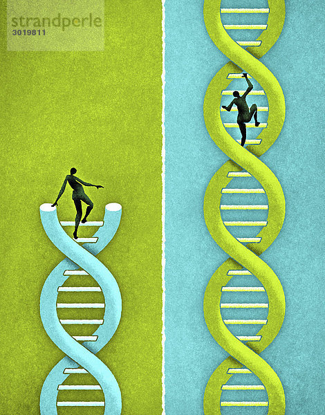 Menschen klettern auf DNA-Strängen