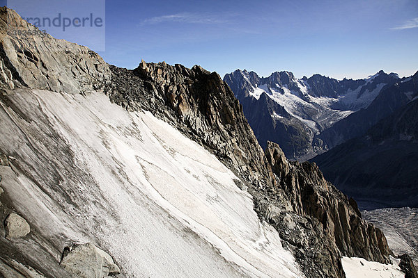 Berge und Gletscher bei Mont Blanc
