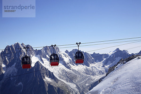 Seilbahnen in den französischen Alpen bei Mont Blanc