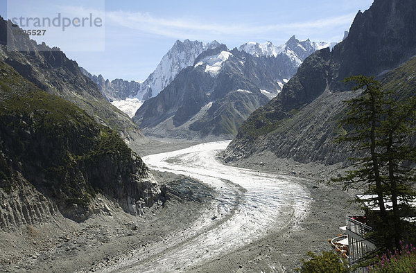 Zurückgezogener Gletscher in den französischen Alpen