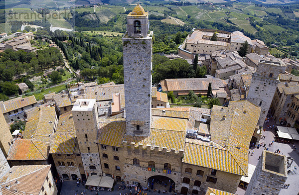 Italien  Toskana  San Gimignano  erhöhte Ansicht