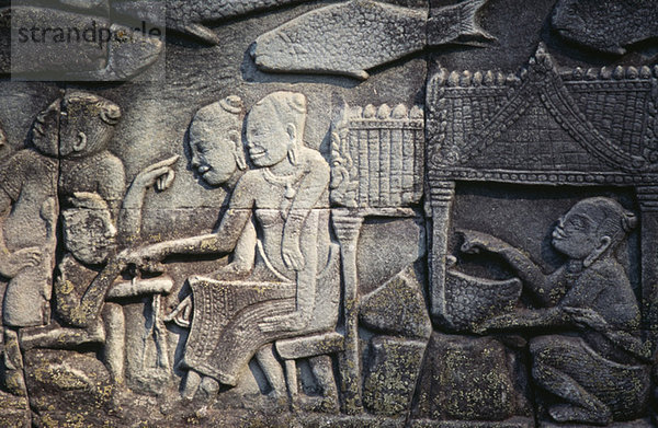 Cambodia  Siem Reap  Bayon Temple  relief carvings