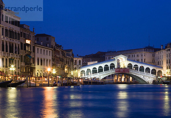 Italy  Venice  Grand Canal  Rialto bridge at night
