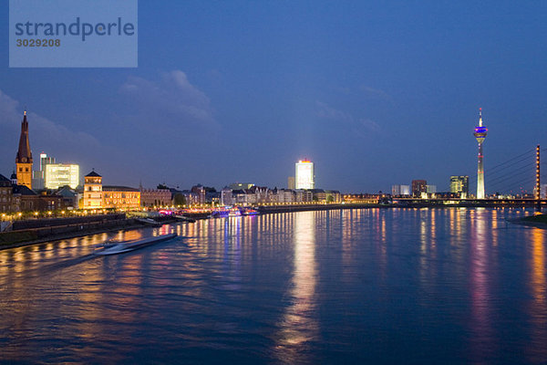 Germany  North-Rhine-Westphalia  Duesseldorf  Skyline at night