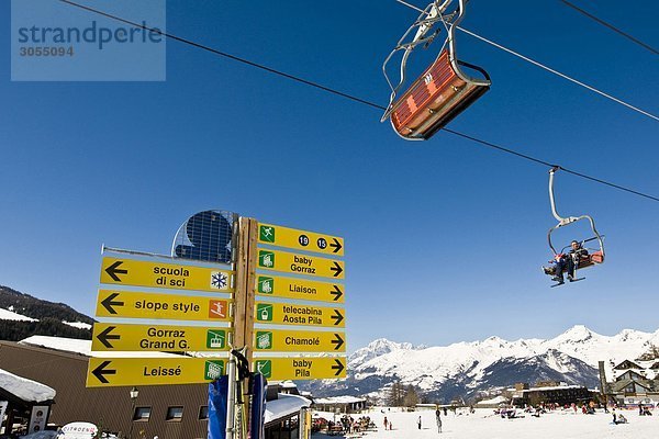 Skilift Pila Piemont Aostatal Italien