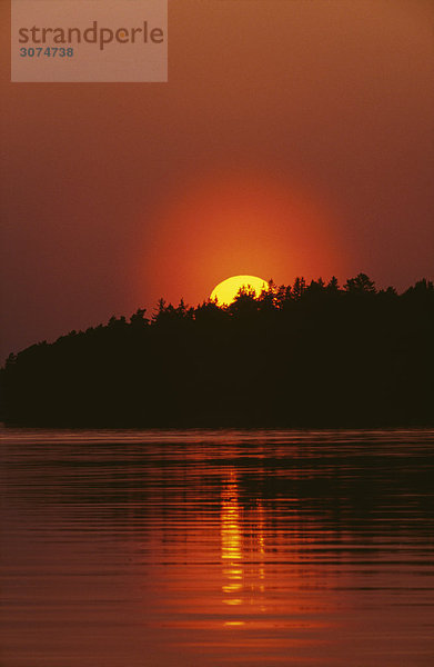Silhouette von Bäumen und Lake im Morgengrauen