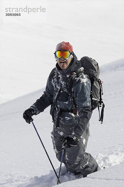 Porträt eines Skifahrers.