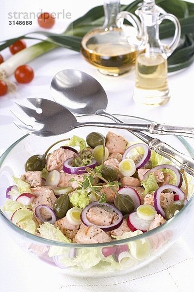 Salad of salmon  caper berries and radishes
