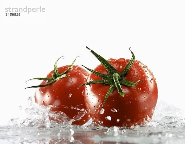 Zwei Tomaten  von Wasser umspült