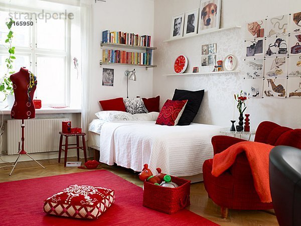 Schlafzimmer weiß rot