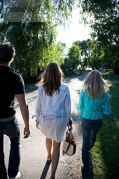 Drei Freunde walking home  Stockholm  Schweden.